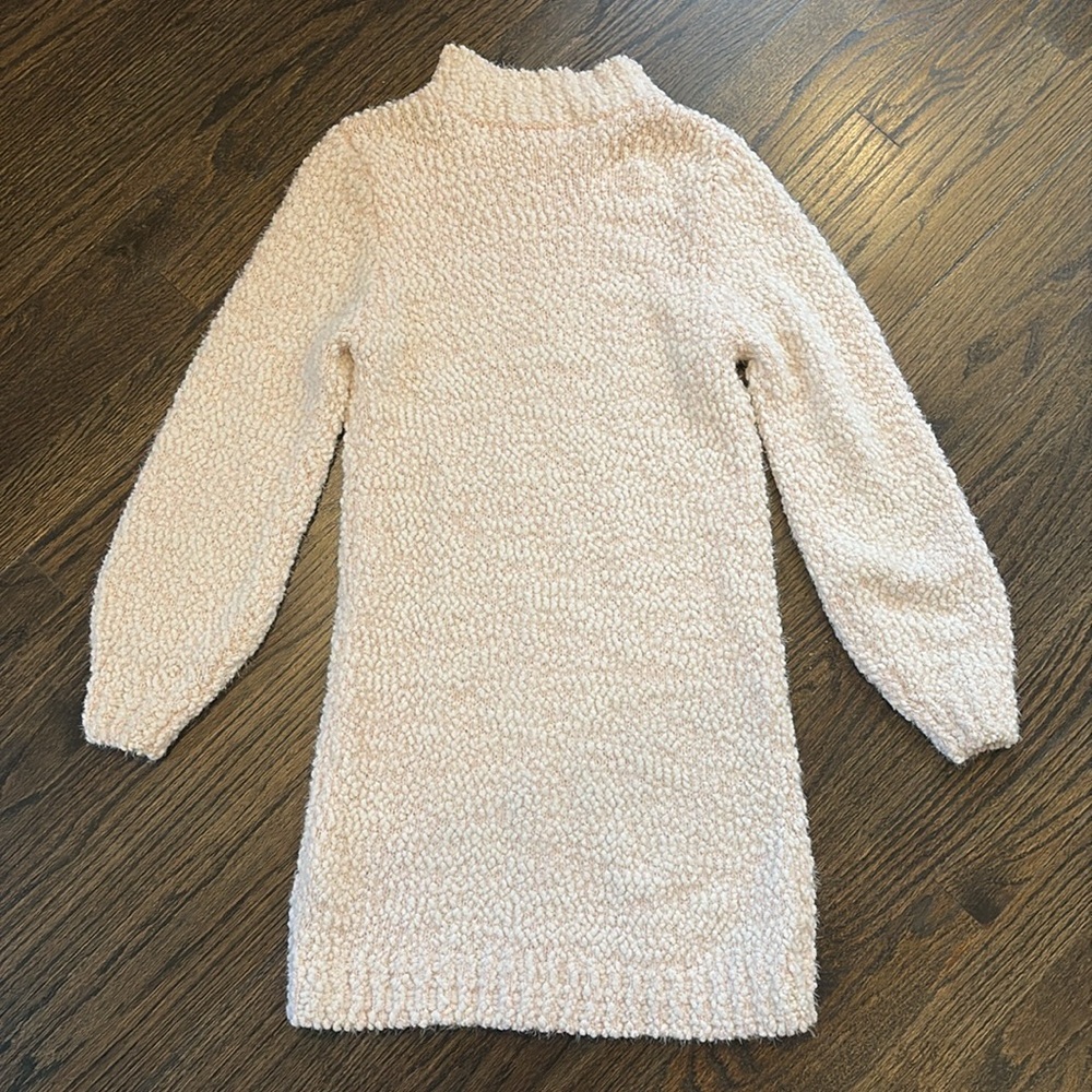 Girls Light Pink Cozy Cream Textured Sweater Dress (size 10-12) - Picture 4 of 4
